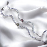 Pulsera Tennis de Acero Inoxidable con Piedra Central | Luna Bella Joyería