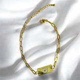 Pulsera Dorada con Inicial D y Zirconias | Luna Bella Joyería