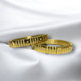 Pulsera Dorada Elástica con Zirconias | Acero Inoxidable | Luna Bella Joyería