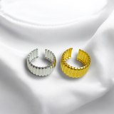 Anillo Ajustable de Acero Inoxidable Texturizado en Dorado y Plateado | Luna Bella Joyería
