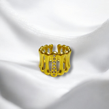 Anillo Ajustable Dorado de Acero Inoxidable con Diseño Calado y Brillos | Luna Bella Joyería