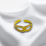 Anillo Ajustable Dorado de Acero Inoxidable con Diseño de Cadena Entrelazada | Luna Bella Joyería