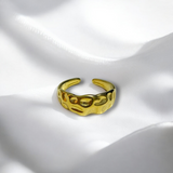 Anillo Ajustable Dorado de Acero Inoxidable con Textura Orgánica | Luna Bella Joyería