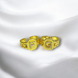 Anillo Ajustable con Inicial Dorada y Zirconias de Acero Inoxidable | Luna Bella Joyería