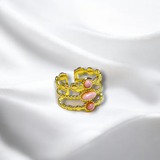 Anillo Dorado Ajustable con Piedra Rosa de Acero Inoxidable | Luna Bella Joyería