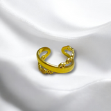 Anillo Dorado Ajustable con Cadena Lateral de Acero Inoxidable | Luna Bella Joyería