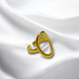Anillo Dorado Ovalado Ajustable de Acero Inoxidable | Luna Bella Joyería