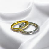 Anillo Dorado o Plateado con Zirconias de Acero Inoxidable | Luna Bella Joyería