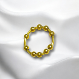 Anillo Anti Estrés Dorado de Bolitas de Acero Inoxidable | Luna Bella Joyería