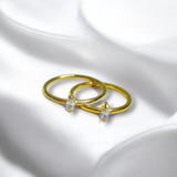 Set de Anillos Dorados con Zirconia Corte Marquise | Luna Bella Joyería