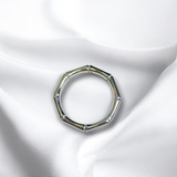 Anillo Plateado Estilo Bambú de Acero Inoxidable | Luna Bella Joyería
