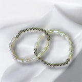 Set de Pulseras con Perlas y Esferas Plateadas | Acero Inoxidable | Luna Bella Joyería