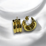 Aretes Dorados Gruesos Tipo Arracada de Acero Inoxidable | Luna Bella Joyería