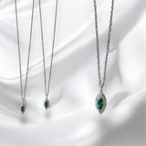 Collar Plateado con Zirconias y Piedra Verde Tipo Esmeralda | Luna Bella Joyería