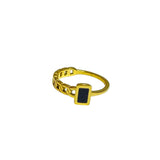 Anillo Dorado con Cadena y Placa Negra de Acero Inoxidable | Luna Bella Joyería