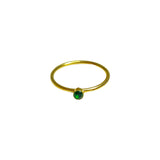 Anillo Dorado con Zirconia Verde de Acero Inoxidable | Luna Bella Joyería