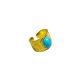 Anillo Dorado Ajustable con Piedra Turquesa de Acero Inoxidable | Luna Bella Joyería