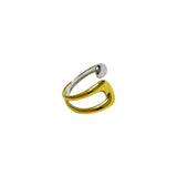 Anillo Ajustable Bicolor Dorado y Plateado con Diseño Curvo de Acero Inoxidable | Luna Bella Joyería