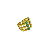 Anillo Ajustable Dorado Multibanda con Detalles Verdes de Acero Inoxidable | Luna Bella Joyería