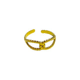 Anillo Ajustable Dorado de Acero Inoxidable con Diseño de Cadena Entrelazada | Luna Bella Joyería