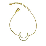 Pulsera Dorada de Acero Inoxidable con Dije Doble Media Luna | Luna Bella Joyería