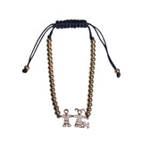 Pulsera Ajustable de Acero Inoxidable Dorada con Dije de Pareja | Luna Bella Joyería