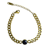 Pulsera Dorada de Cadena con Piedra Negra | Luna Bella Joyería