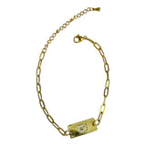 Pulsera Dorada con Inicial D y Zirconias | Luna Bella Joyería