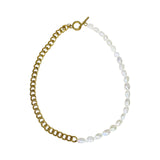 Collar mitad perlas mitad cadena dorada | Luna Bella Joyería