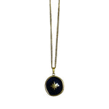 Collar Dorado con Dije Circular Azul Marino y Estrella | Luna Bella Joyería