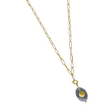 Collar Dorado con Dije de Piedra Natural Transparente | Luna Bella Joyería