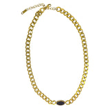 Choker Dorado de Cadena Gruesa con Dije Ovalado Negro | Luna Bella Joyería
