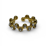 Anillo Ajustable Dorado con Zirconias Blancas o Negras de Acero Inoxidable | Luna Bella Joyería