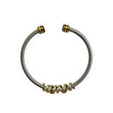 Pulsera Ajustable de Acero Inoxidable con Detalles Dorados y Zirconias | Luna Bella Joyería